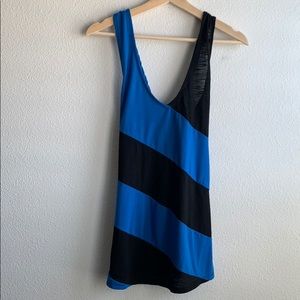 Derek Heart Blue and Black Twist Cross Back Tank